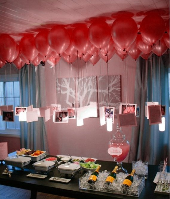 Birthday decoration ideas - balloons with hanging photos